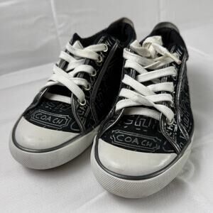 Coach Sneakers Classic Design Black Silver White Size: 6.5 B